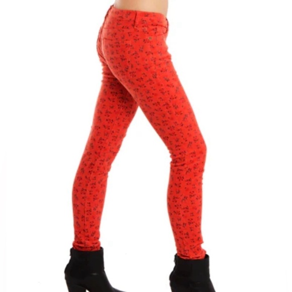 ANTHROPOLOGIE Current/Elliott The Ankle Skinny Poppy Ditsy Blossom Size 25 - Picture 2 of 11